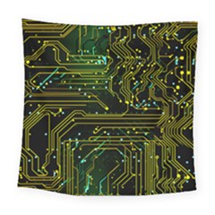 Circuits Circuit Board Yelow Square Tapestry (large) by Ndabl3x