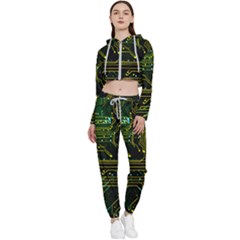 Circuits Circuit Board Yelow Cropped Zip Up Lounge Set by Ndabl3x
