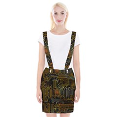 Circuits Circuit Board Orange Technology Braces Suspender Skirt by Ndabl3x