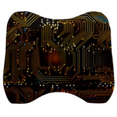 Circuits Circuit Board Orange Technology Velour Head Support Cushion by Ndabl3x