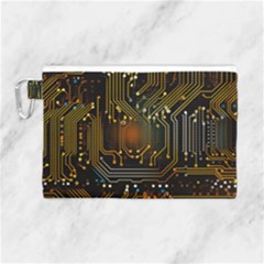 Circuits Circuit Board Orange Technology Canvas Cosmetic Bag (large) by Ndabl3x