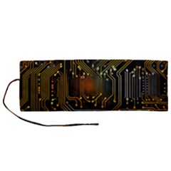 Circuits Circuit Board Orange Technology Roll Up Canvas Pencil Holder (m) by Ndabl3x