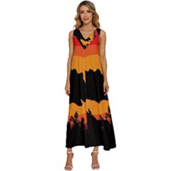 Forest Bear Silhouette Sunset V-neck Sleeveless Loose Fit Overalls by Cendanart