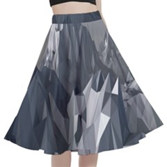 Gray Mountain Illustration Grey Mountain Digital A-line Full Circle Midi Skirt With Pocket by Cendanart
