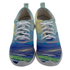 Mountains And Trees Illustration Painting Clouds Sky Landscape Women Athletic Shoes by Cendanart