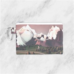 White And Brown Mountain Illustration Digital Art Canvas Cosmetic Bag (small) by Cendanart
