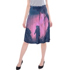 Beeple Astronaut Spacesuit 3d Digital Art Artwork Jungle Midi Beach Skirt by Cendanart