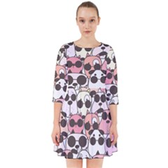 Cute Dog Seamless Pattern Background Smock Dress by Grandong