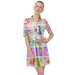 Christmas Wreath Advent Belted Shirt Dress by Bedest
