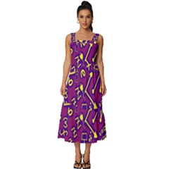 Background Doodles Math Square Neckline Tiered Midi Dress by Bedest