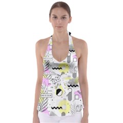 Graphic Design Geometric Background Tie Back Tankini Top by Bedest
