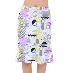 Graphic Design Geometric Background Short Mermaid Skirt by Bedest
