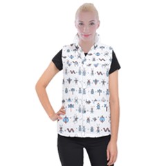 Insects Icons Square Seamless Pattern Women s Button Up Vest by Bedest