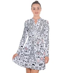 Big Collection With Hand Drawn Objects Valentines Day Long Sleeve Panel Dress by Bedest