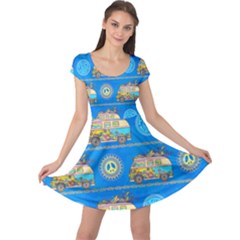 Peace And Love Van Dodger Blue Cap Sleeve Dress by CoolDesigns