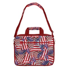 Usa Flag Design Red Blue Water 16  Shoulder Laptop Bag  by CoolDesigns