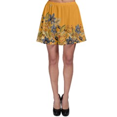 Vintage Floral Flower Orange Corn Turkey Skater Skirt by CoolDesigns