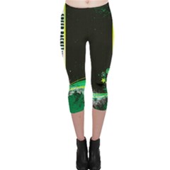 Black Green Tennis Capri Leggings  by CoolDesigns