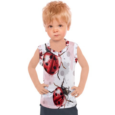 Ladybugs Pattern Texture Watercolor Kids  Sport Tank Top by Bedest