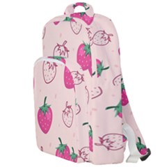 Seamless Strawberry Fruit Pattern Background Double Compartment Backpack by Bedest
