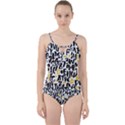Letters Pattern Cut Out Top Tankini Set View1