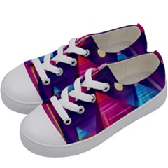 Egyptian Pyramids Night Landscape Cartoon Art Kids  Low Top Canvas Sneakers by Bedest
