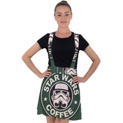 Stormtrooper Coffee Velvet Suspender Skater Skirt by Cendanart
