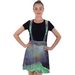 Psychedelic Universe Color Moon Planet Space Velvet Suspender Skater Skirt by Cendanart