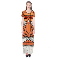 Face Skull Head Art Short Sleeve Maxi Dress by Ndabl3x