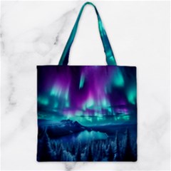 Lake Aurora Borealis Zipper Grocery Tote Bag by Ndabl3x