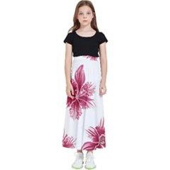 Hawaiian Flowers Kids  Flared Maxi Skirt by essentialimage