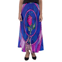Enchanted Rose Stained Glass Flared Maxi Skirt by Cendanart