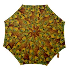 Peacock Feathers Green Yellow Hook Handle Umbrellas (medium) by Bedest
