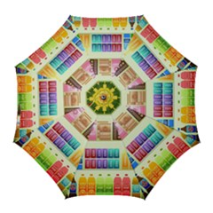 Supermarket Shelf Products Snacks Golf Umbrellas by Cendanart