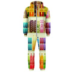 Supermarket Shelf Products Snacks Hooded Jumpsuit (men) by Cendanart