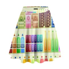 Supermarket Shelf Products Snacks High Waist Skirt by Cendanart