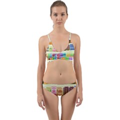 Supermarket Shelf Products Snacks Wrap Around Bikini Set by Cendanart