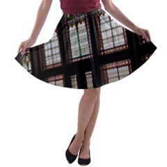 Stained Glass Window Krotoszyn A-line Skater Skirt by Cendanart
