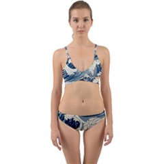 Japanese Wave Pattern Wrap Around Bikini Set by Cendanart