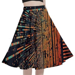 Data Abstract Abstract Background Background A-line Full Circle Midi Skirt With Pocket by Cendanart