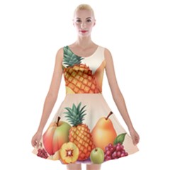 Fruit Pattern Apple Abstract Food Velvet Skater Dress by Proyonanggan