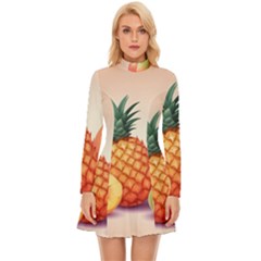 Fruit Pattern Apple Abstract Food Long Sleeve Velour Longline Dress by Proyonanggan