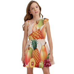 Fruit Pattern Apple Abstract Food Kids  One Shoulder Party Dress by Proyonanggan