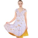 Beer Foam Texture Macro Liquid Bubble Cap Sleeve Front Wrap Midi Dress View1