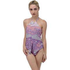 Ramen Kawaii Aesthetic Pink Go With The Flow One Piece Swimsuit by Cemarart