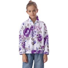 Flower-floral-design-paper-pattern-purple-watercolor-flowers-vector-material-90d2d381fc90ea7e9bf8355 Kids  Half Zip Hoodie by saad11