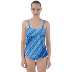 Ambience In Blue Twist Front Tankini Set by bruzer