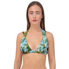 Paradise Forest Painting Bird Deer Waterfalls Double Strap Halter Bikini Top by Ndabl3x