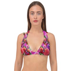 Flowers Colorful Garden Nature Double Strap Halter Bikini Top by Ndabl3x