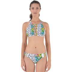 Brain Mind Psychology Idea Drawing Short Overalls Perfectly Cut Out Bikini Set by Azkajaya